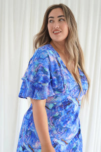 Close up Marcy Ruffle Maxi Dress in Abalone Shell