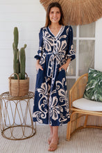 Load image into Gallery viewer, Talia Navy Midi Dress