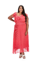 Load image into Gallery viewer, Pink & Red Abstract Print Pleated Maxi Dress