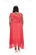 Load image into Gallery viewer, Pink & Red Abstract Print Pleated Maxi Dress
