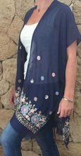Load image into Gallery viewer, Embroidered Lightweight Summer Kimonos in Navy