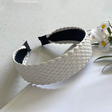 Load image into Gallery viewer, Vegan Woven Leather Headband In White by Kiik Luxe

