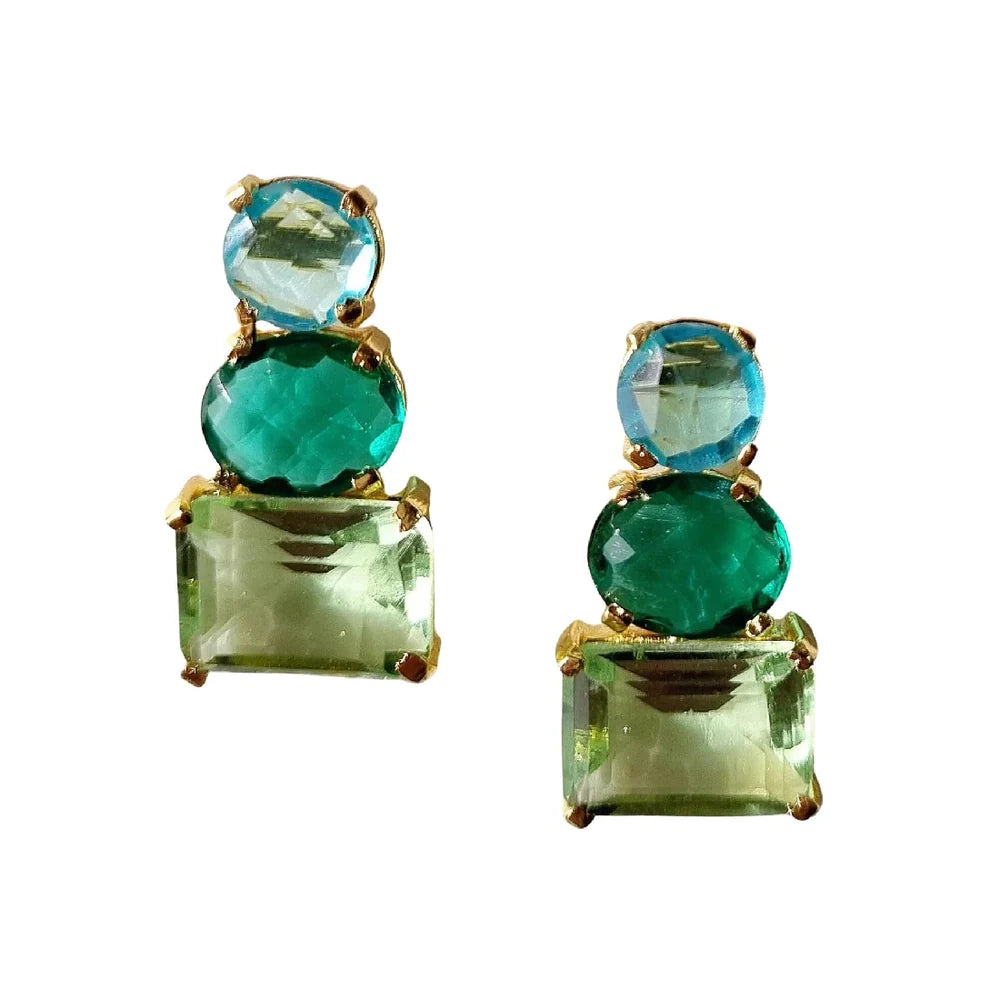 Lida Gem Earrings in Green