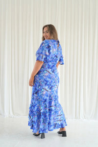 Rear View Marcy Ruffle Maxi Dress in Abalone Shell