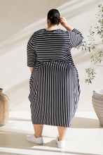 Load image into Gallery viewer, Alviva Dress in Black/White Stripe by PQ Collection
