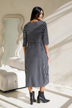 Load image into Gallery viewer, Alviva Dress in Black/White Stripe by PQ Collection
