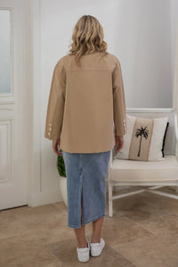 Rear view Audrey Trench Coat in Desert Camel
