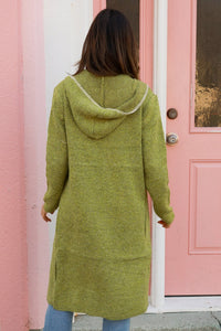 Hooded Knitted Jacket in Moss Green by Charlotte the Label