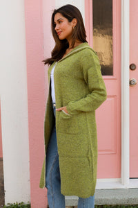 Hooded Knitted Jacket in Moss Green by Charlotte the Label
