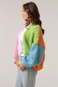 Chunky Multi-coloured Knitted Cardigan by Charlotte The Label