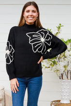 Load image into Gallery viewer, Black Jumper with White Floral motif
