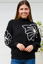 Load image into Gallery viewer, Black Jumper with White Floral motif
