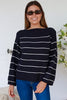 Navy & White Stripe Knit Boatneck Jumper