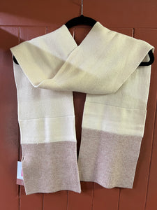 Two Tone Cream & Stone Winter Scarf with hand warmer pockets