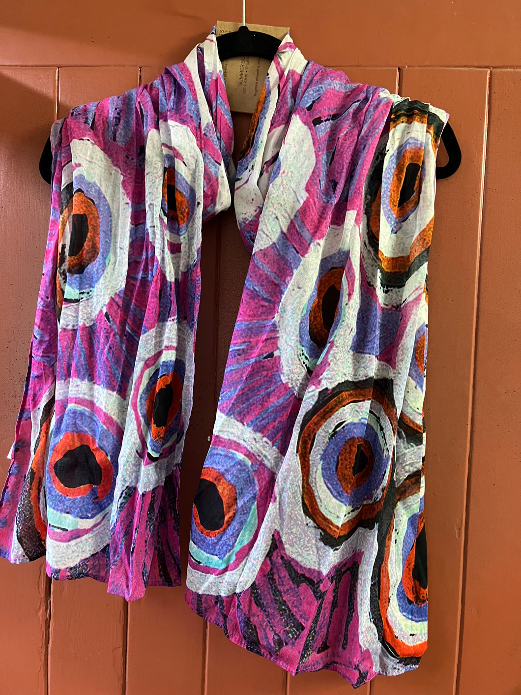 Organic Cotton Scarf or Sarong with Indigenous Print