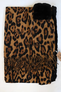 Animal Print Faux Fur Collared Scarf