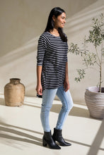 Load image into Gallery viewer, Long Sleeve Hi Low Kiana Top in Black/White Stripe
