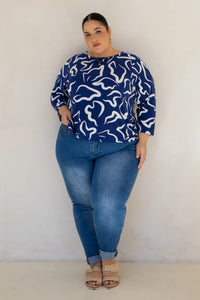 Long Sleeve Hi Low Kiana Top in Seaport