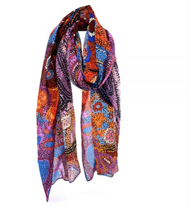 Organic Cotton Multi Coloured Scarf with Indigenous Print