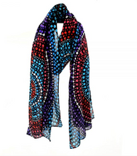 Load image into Gallery viewer, Organic Cotton Multi Coloured Scarf with Indigenous Print
