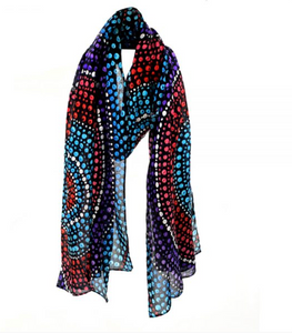 Organic Cotton Multi Coloured Scarf with Indigenous Print