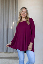 Load image into Gallery viewer, PQ Collection Long Sleeve Basic T-Shirt in Black or Cabernet
