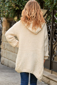 Chunky Cream Long Line Knitted Cardigan