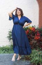 Load image into Gallery viewer, Nicole Tie Front Maxi Dress in Navy by Dani Marie
