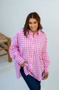 Amore Gingham Tailored Shirt, lightweight and bright by PQ Collection.