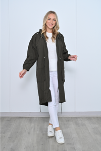 Waterproof Lightweight Long Coat in Khaki