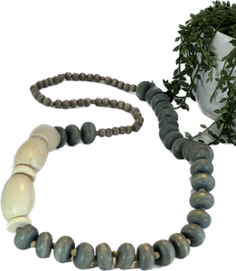 Long beaded Necklace Featuring Large Natural Beads.