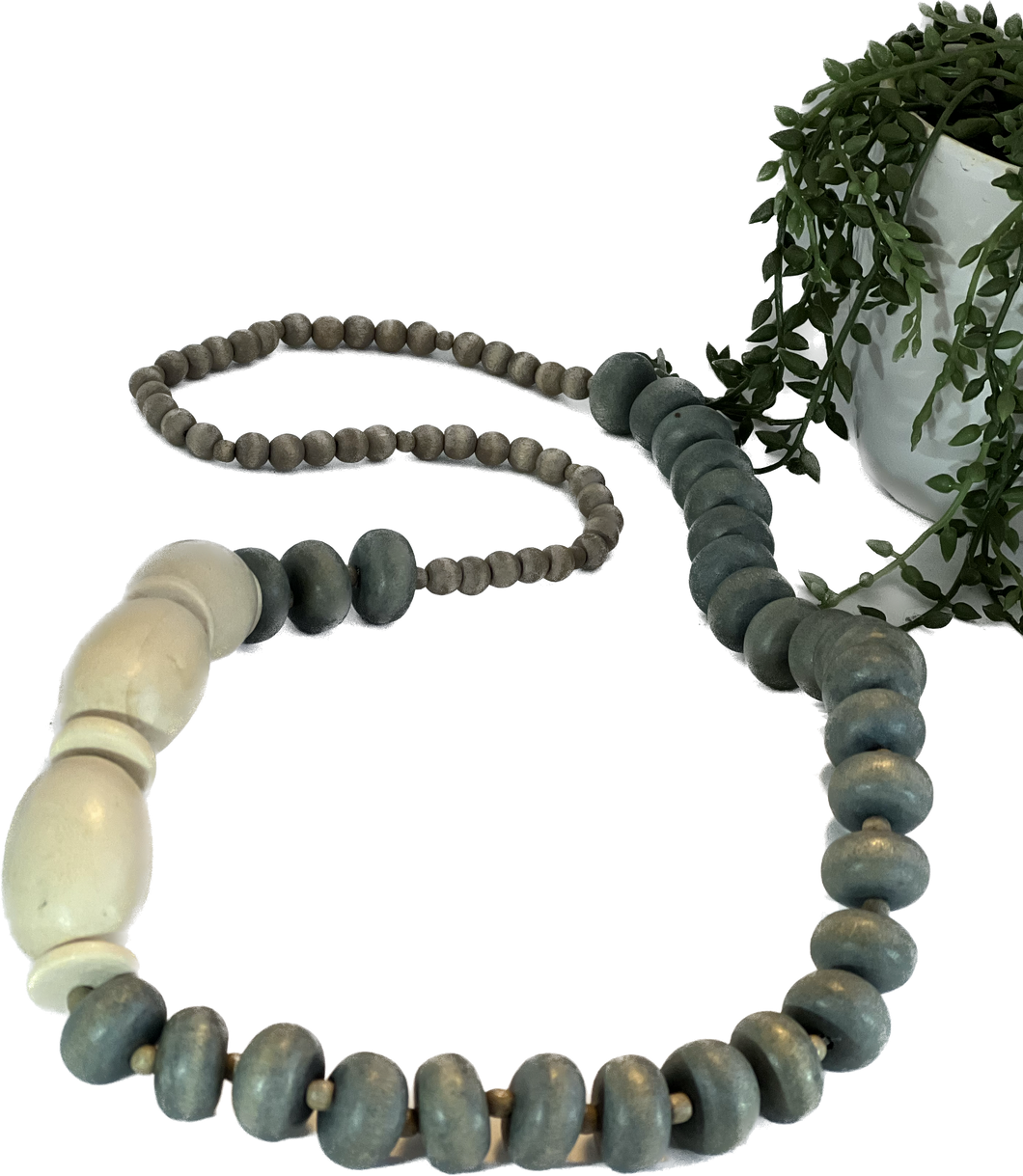 Long beaded Necklace Featuring Large Natural Beads.
