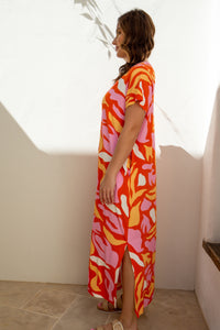 T-Shirt Maxi Dress in Coral Reef by PQ Collection