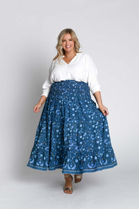 Asti Navy Boho Maxi Skirt