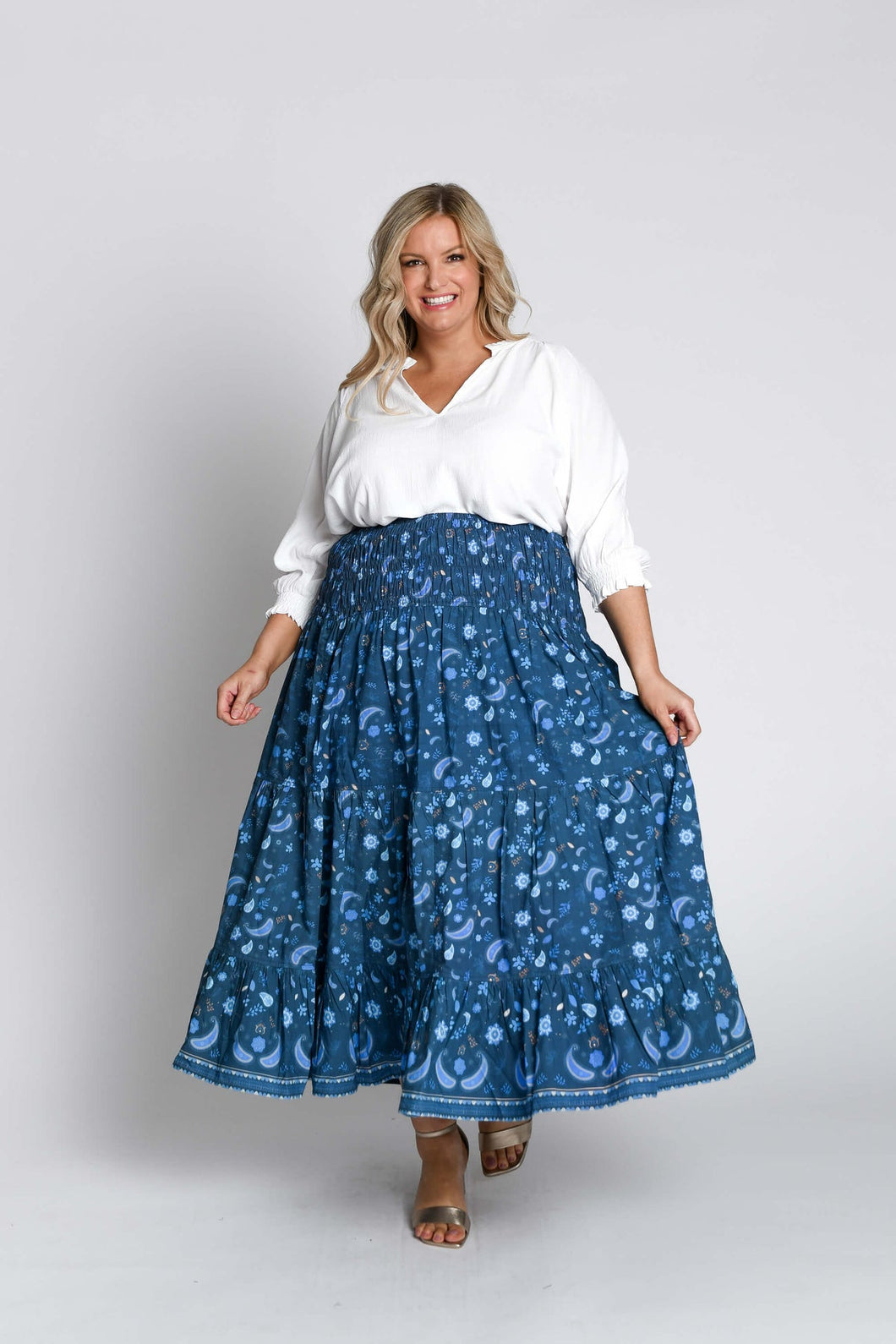 Asti Navy Boho Maxi Skirt