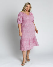Load image into Gallery viewer, Puffed Sleeve Mia Dress in Abstract Plum or Cobalt
