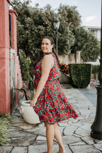 Load image into Gallery viewer, Amy Boho Red Floral Midi Chic Dress For The Curvy Women
