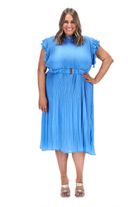 Alice Pleated Blue Midi Dress