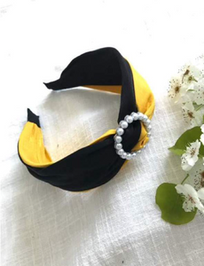 Comfortable Headband in Two-Tones Citrus or Black & Gold