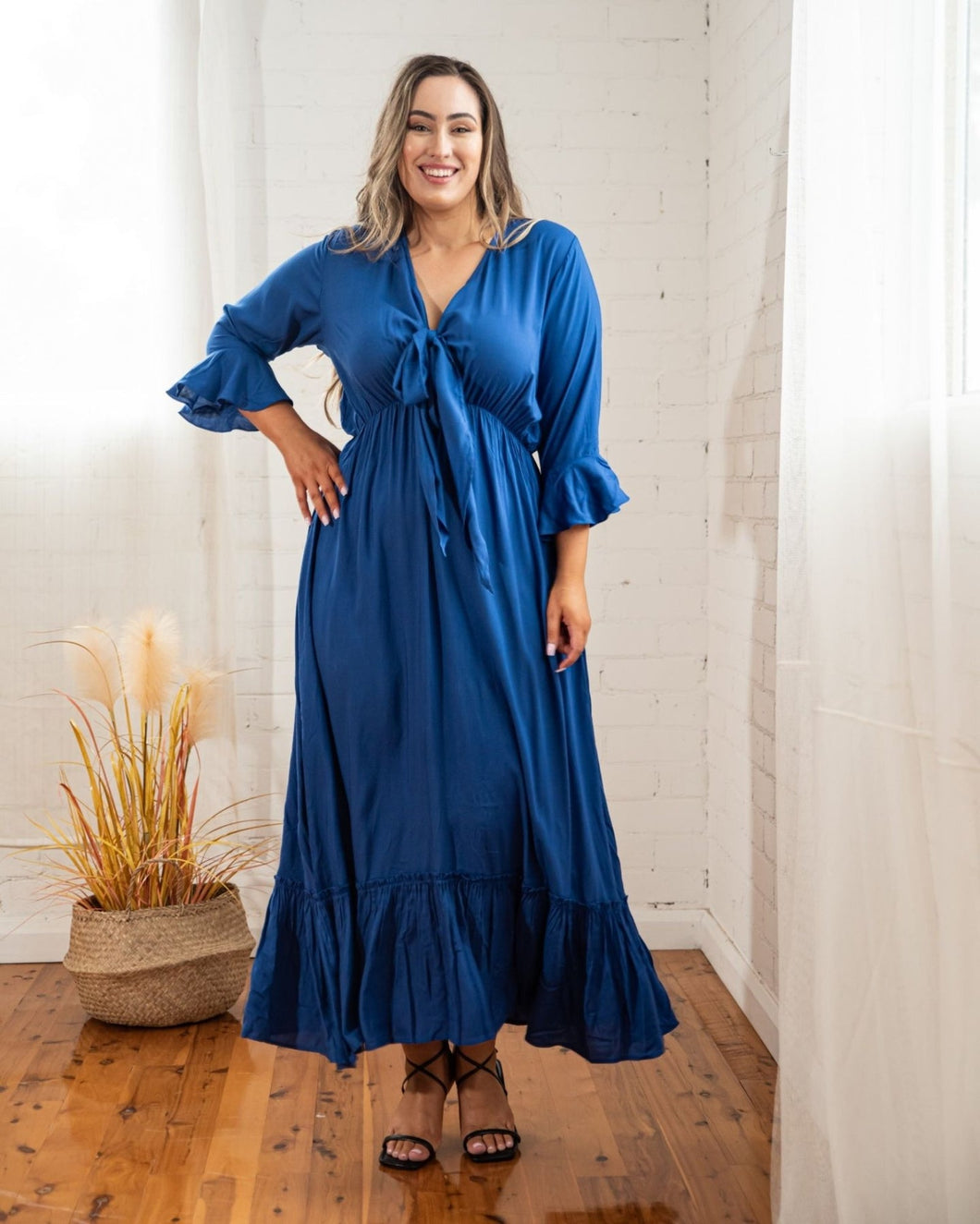 Nicole Tie Front Maxi Dress in Cobalt by Dani Maire