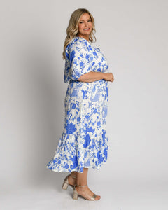 Diana Prairie Midi Dress in Blue Paisley