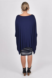 Short Sleeve Navy Essential Top By PQ Collection