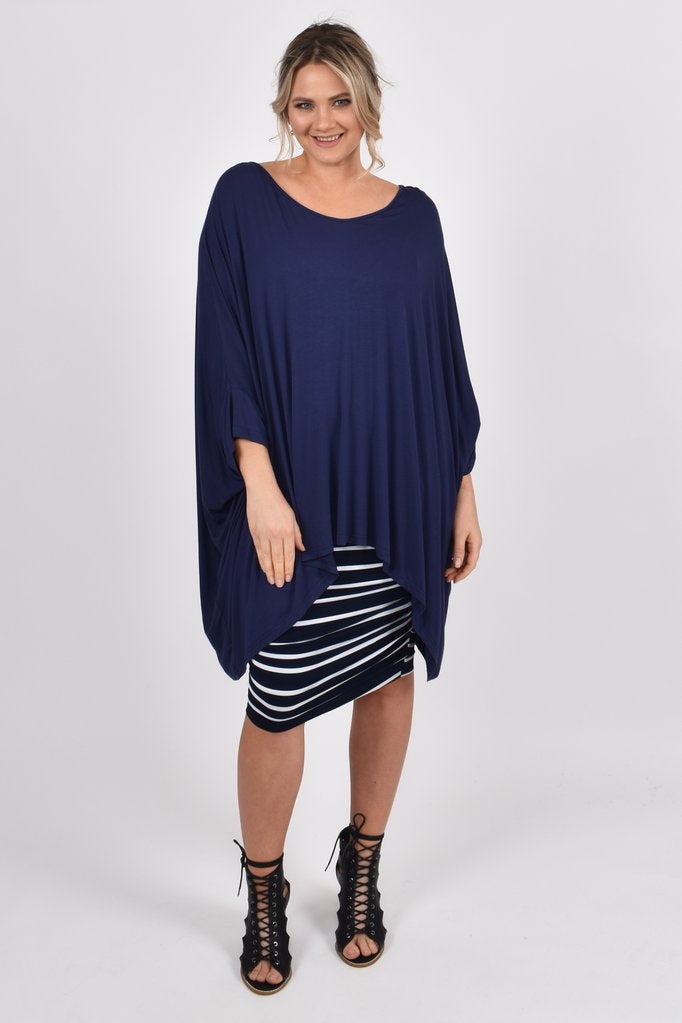 Short Sleeve Navy Essential Top By PQ Collection