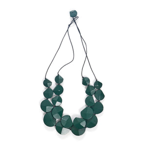 Eyelet Double Strand Necklace in Forest Green by Rare Rabbit