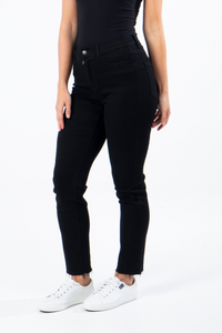 Black Frayed Slim Fit Denim Jeans By PQ Collection