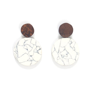 Full Moon Marbled Drop Earrings In White By Rare Rabbit