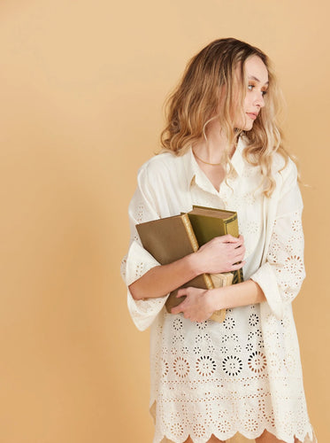 Gwendolyn long lace shirt cream by Miss Rose Sister Violet