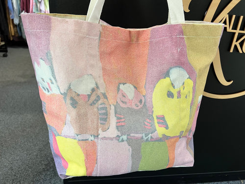 Colourful Budgerigars Ethical Indigenous Large Tote Bag by Better World Arts