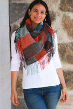 Load image into Gallery viewer, Square Neck Wrap Scarf in Tartan Pattern
