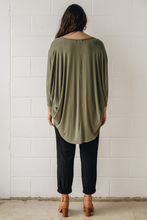 Load image into Gallery viewer, Khaki Long Sleeve Hi Low Miracle Top
